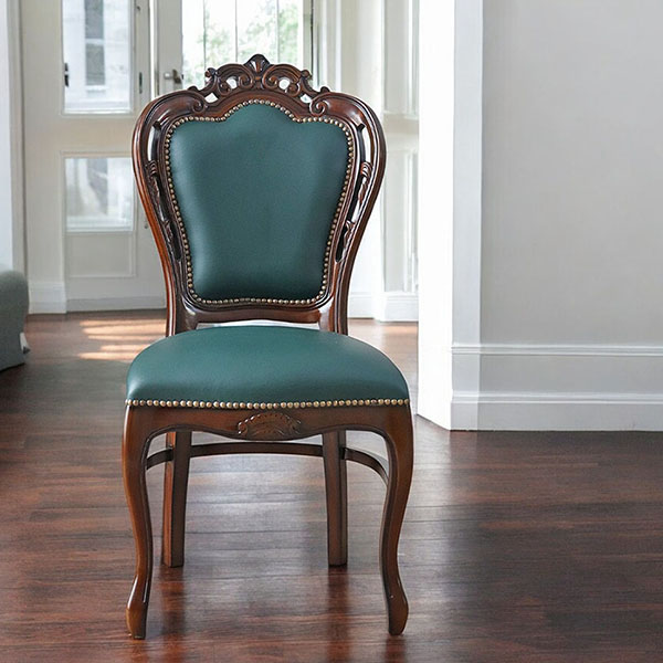 マリナカッシーリ 猫脚 ダイニングチェア (グリーンレザー 合皮）｜Y