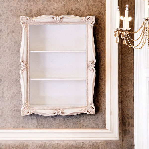 フレンチシャビー ウォールキャビネット ディスプレイラック（ホワイト