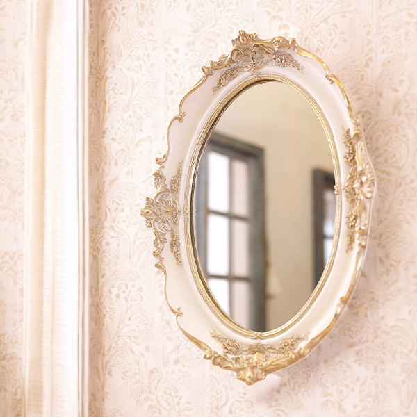 ロココデコ オーバルウォールミラー 壁掛け鏡（ホワイト）｜Y-KAGU