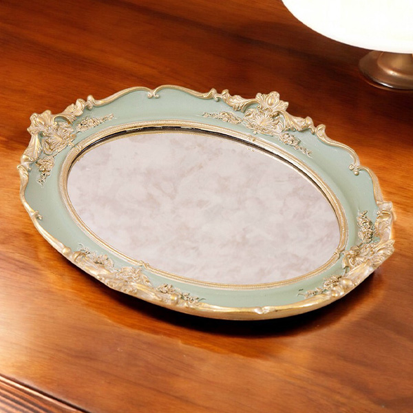 ロココデコ オーバルウォールミラー 壁掛け鏡（グリーン）｜Y-KAGU