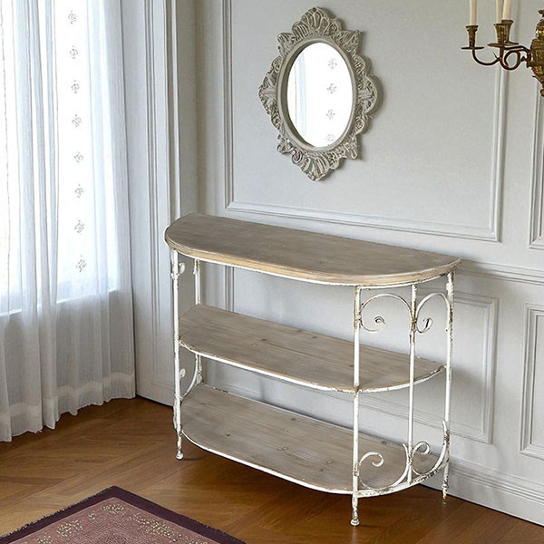 シャビーシック フレンチスタイル オープンラック(コンソール) 幅110cm