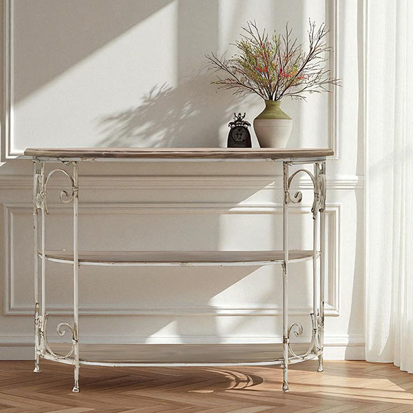 シャビーシック フレンチスタイル オープンラック(コンソール) 幅110cm