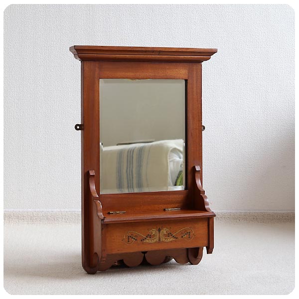 イギリス アンティーク 収納BOX付きウォールミラー/英国/ボックス