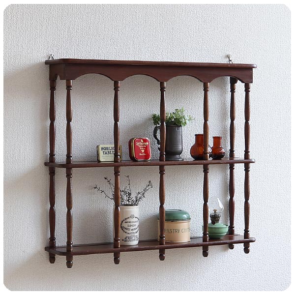 イギリス アンティーク ウォールシェルフ/飾り棚/店舗什器/プレート