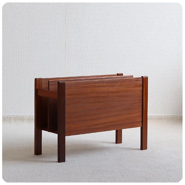 イギリス ヴィンテージ マガジンラック/チーク材/北欧スタイル/ミッド