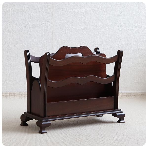 イギリス アンティーク調 木製マガジンラック/英国製/家具/店舗什器