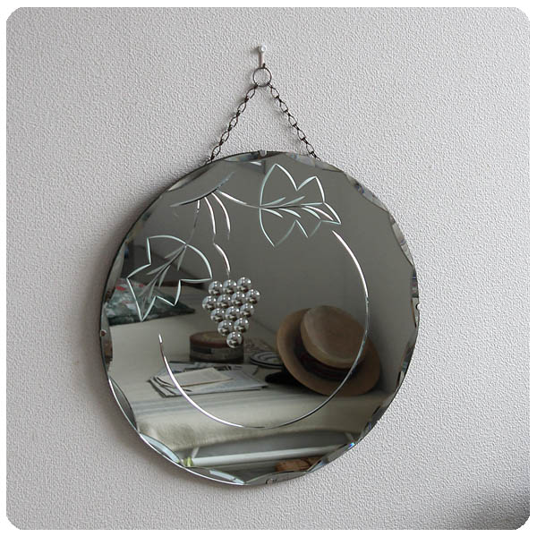 イギリス アンティーク ウォールミラー 壁掛け鏡 カッティングミラー