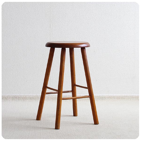 イギリス アンティーク 丸スツール 木製椅子 カントリー インテリア