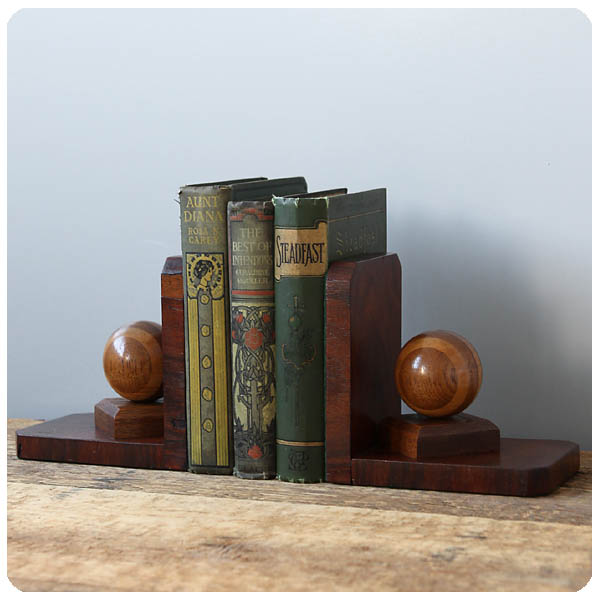 イギリス アンティーク ブックエンド 木製 ブックスタンド インテリア