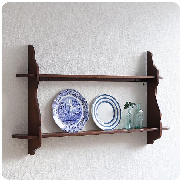 イギリス アンティーク オーク プレートラック/壁掛け棚/無垢材