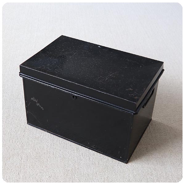 イギリス アンティーク スチールボックス/ブラック/インダストリアル