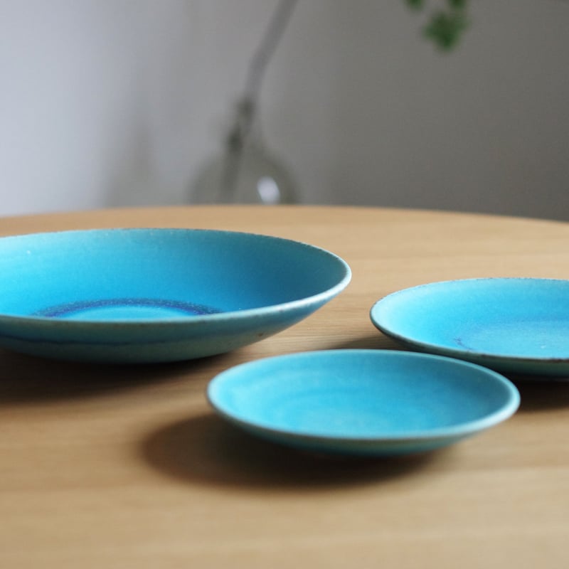 信楽焼 皿A（L）トルコブルー プレート 陶器 和食器 陶芸 釉薬 焼物