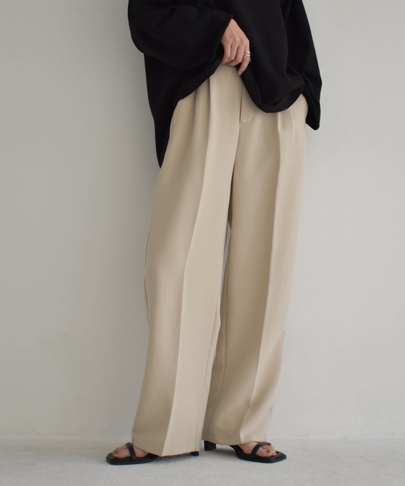bottoms-07015 タックストレートパンツ エクリュ ベージュ | L a v i s