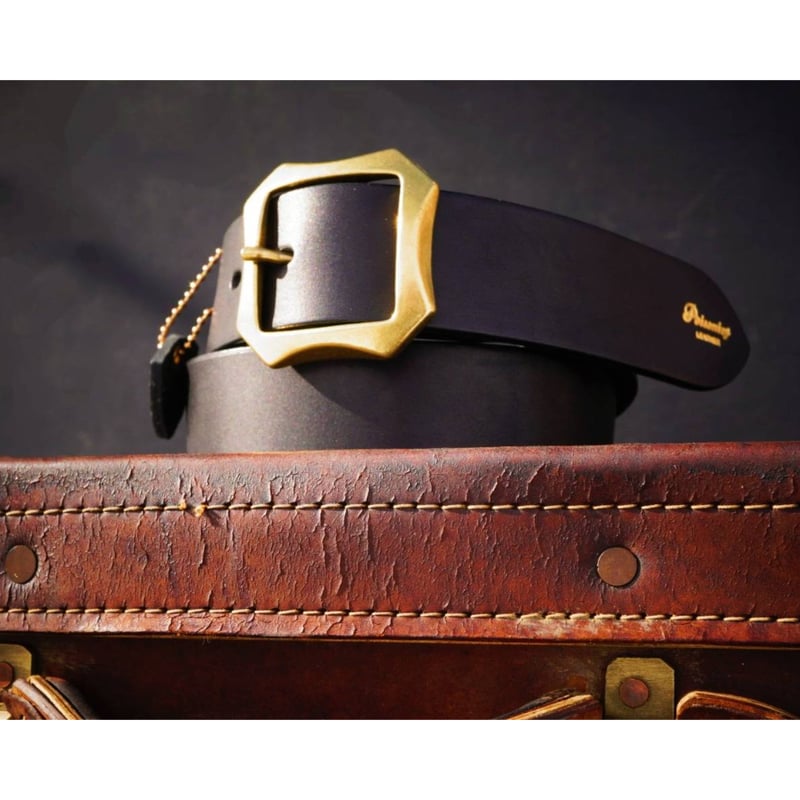 オリジナル ブラックサドルレザーベルト/4㎜厚/シングルホール