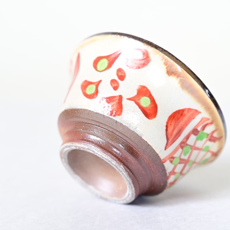 沖縄の器・やちむん・壺屋焼】 國場陶芸 赤絵 ぐい呑み a | 沖縄の