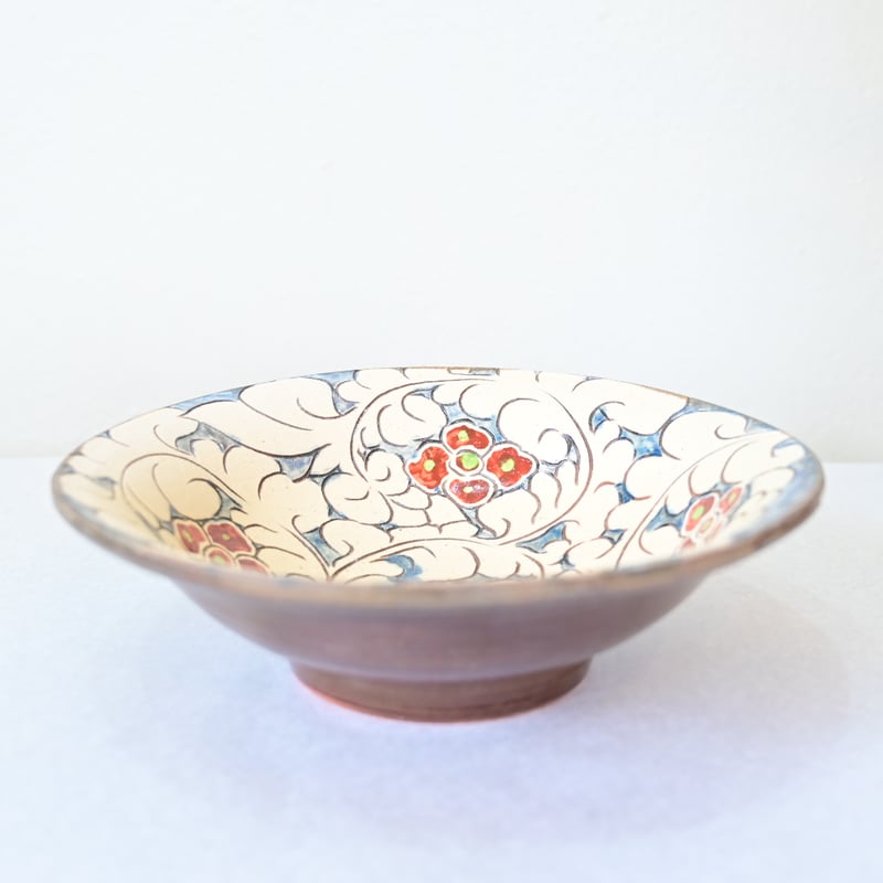 沖縄の器・やちむん・壺屋焼】 國場陶芸 赤絵 8寸皿 A | 沖縄のうつわ