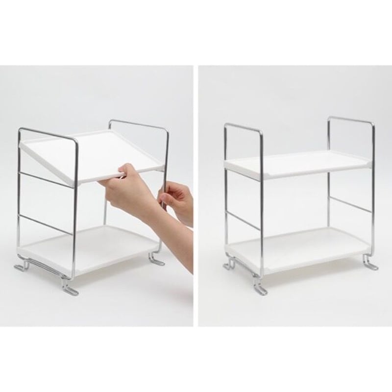 デスクトップ 二段 収納 ラック 全2タイプ ホワイト | 70PARK