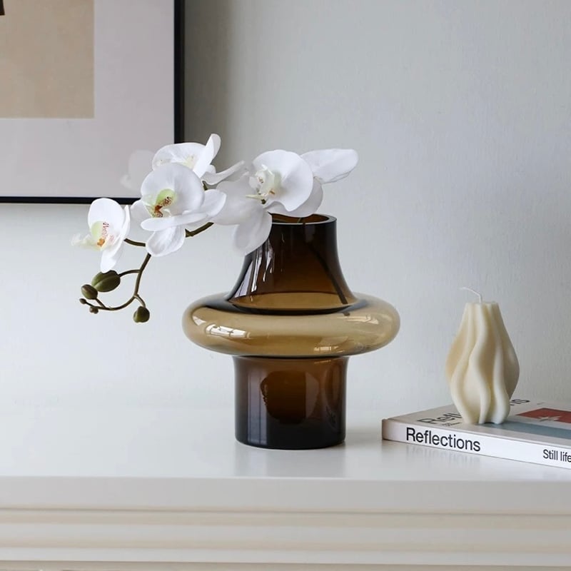 ブラウンカラー クリア ガラス フラワーベース 全2サイズ 花瓶 | 70PARK