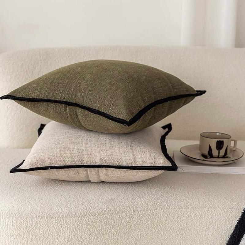 即納】#パイピング リネンライク クッションカバー 全2色 45×45 | 70PARK