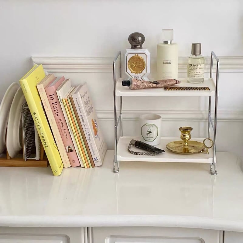 デスクトップ 二段 収納 ラック 全2タイプ ホワイト | 70PARK