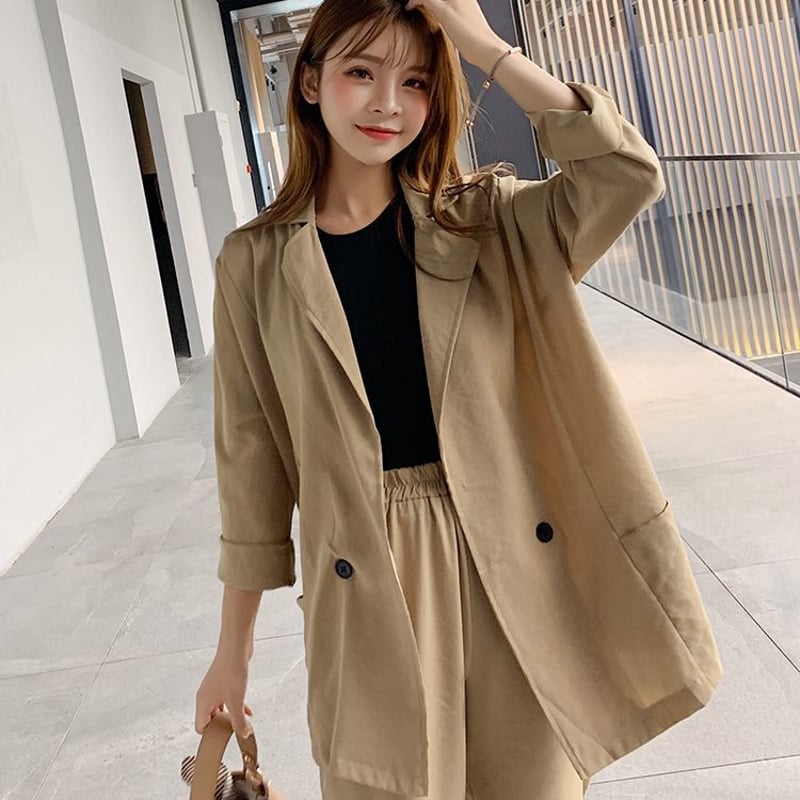 セットアップ 上下セット テーラードジャケット 9分丈パンツ 韓国