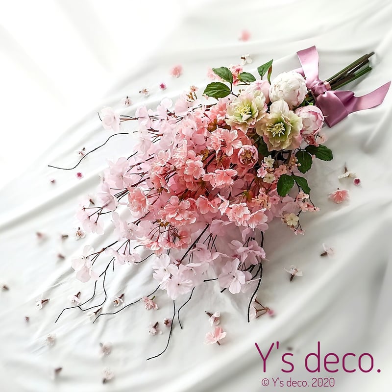 高級造花 桜 ふわり ウェディングブーケ/生花に見える さくらの