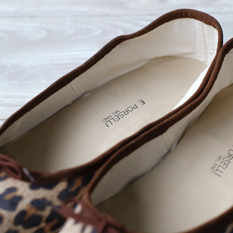porselli ポルセリ バレエシューズ アニマル×ブラウン ハンドメイド