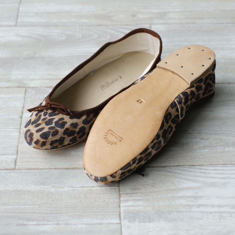 porselli ポルセリ バレエシューズ アニマル×ブラウン ハンドメイド