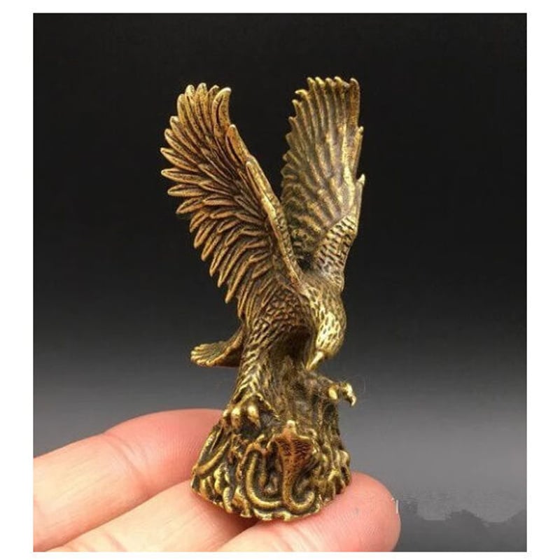 オブジェ】 置物 インテリア 彫刻 鷹 ワシ 銅像 手の平 ミニサイズ