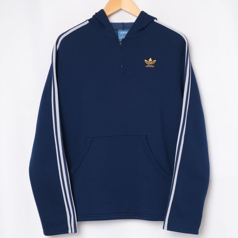 70s Vintage adidas Half Zip Hoodie Navy (Made i