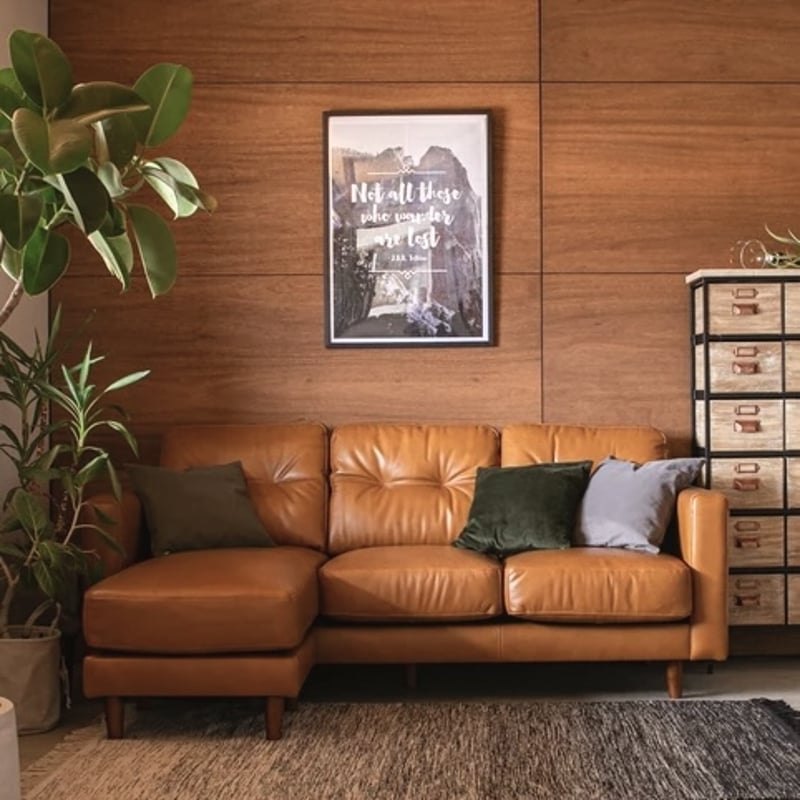 上質なオイルレザーの3人掛けソファ / MOCHA / 総革貼りレザーソファ