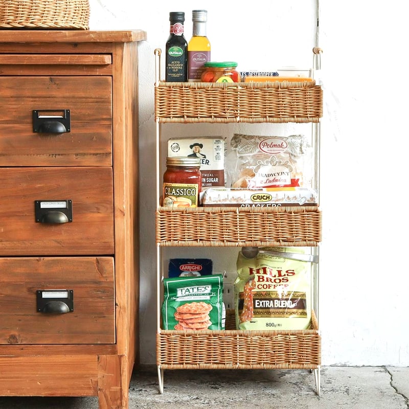 BASKET RACK 03 / ナチュラルな風合い PPラタンで編まれた3段ラック