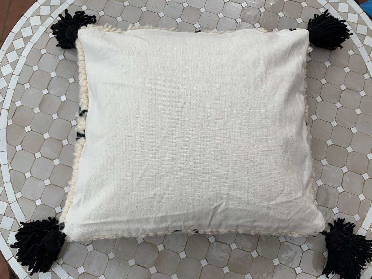 モロッコ ベニワレン Beniourain クッションカバー プフ ラグ 黒 3