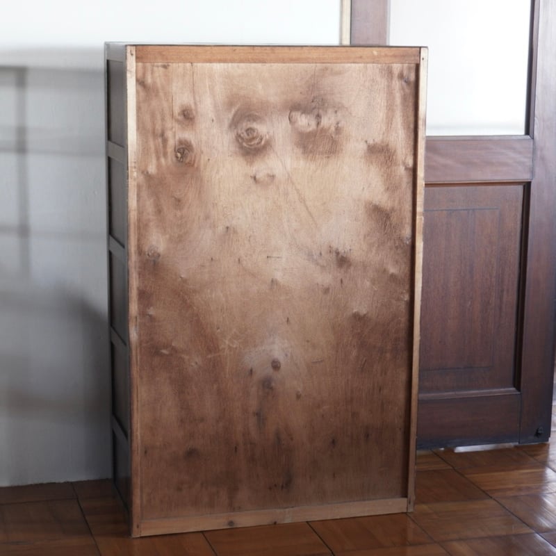 古いガラス棚 食器棚 収納棚 木製 昭和初期 収納 古道具 アンティーク