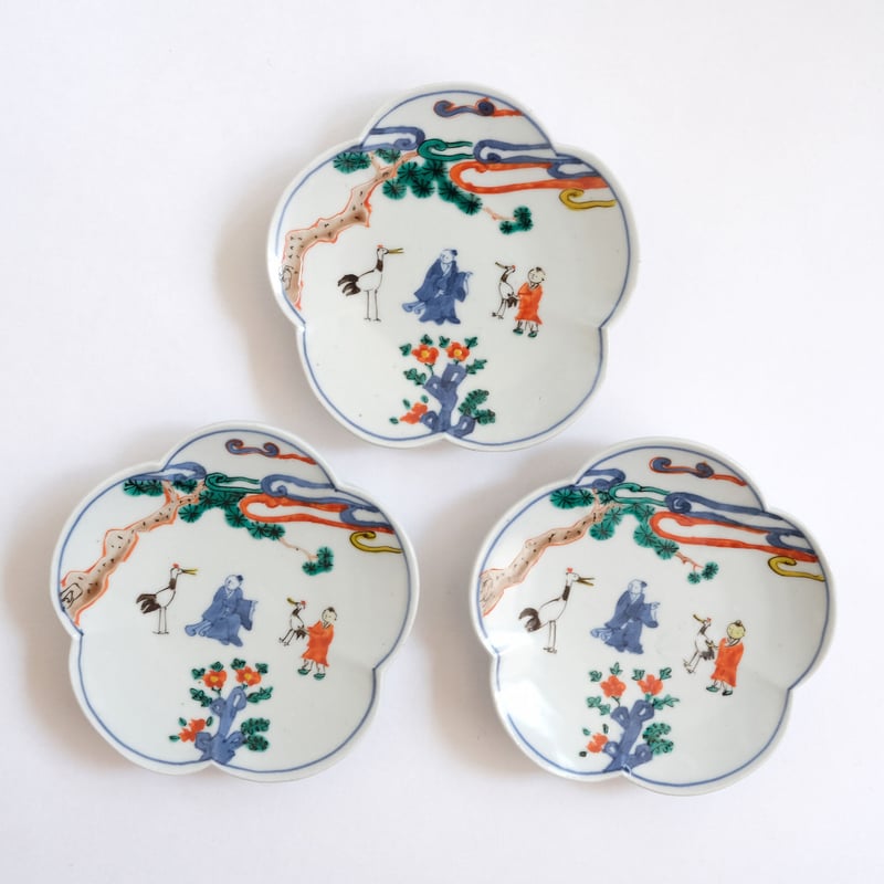 工房あめつち／Kobo Ametsuchi「色絵 梅型小皿 高士図（お一人様2点