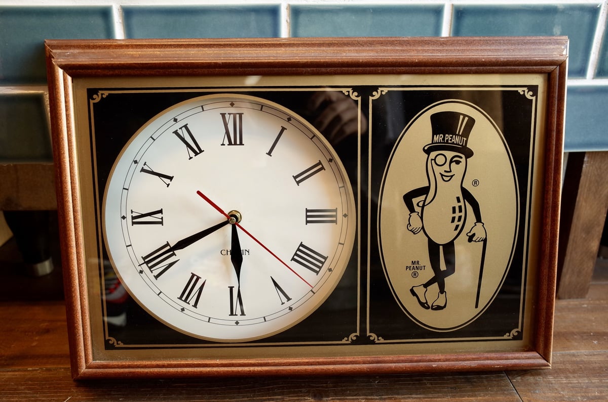 ビンテージ ミスターピーナッツ Mr Peanuts 壁掛け時計 クロック