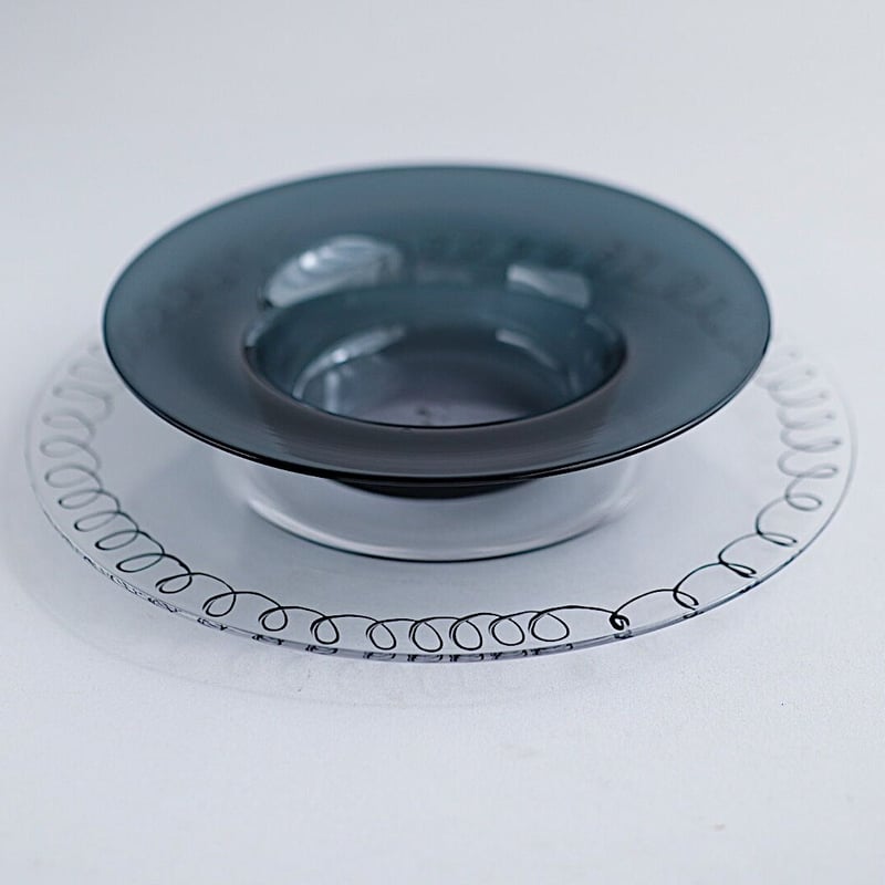 黒川登紀子 ガラス プレート 18cm グレー | Hosizukiyo