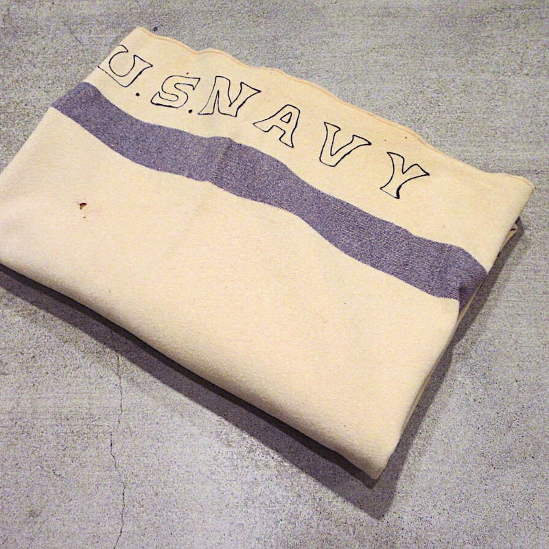 ビンテージ40's50's○U.S.NAVYウールブランケットsize 191cm×164cm