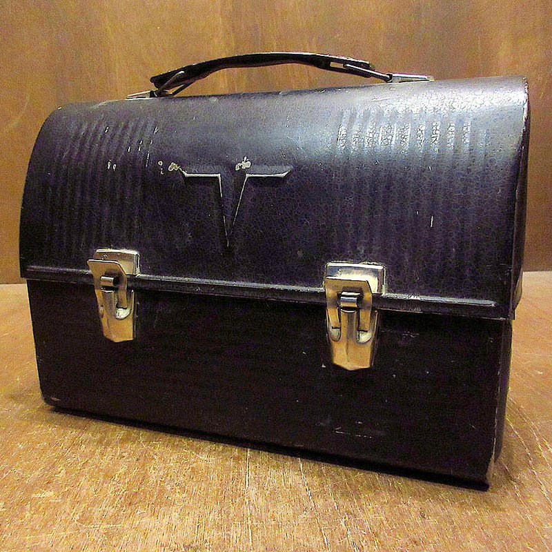 ビンテージ○Thermosメタルランチボックス黒○230113k8-bxsサーモス