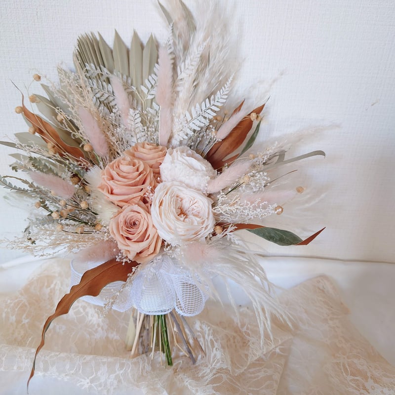 プリザーブドフラワー ブーケ☘ブートニア セット/エクリュ | flower