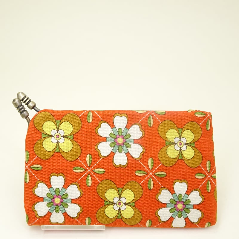 名刺カードケース 昭和レトロフラワー オレンジ色 | まつひろ商店