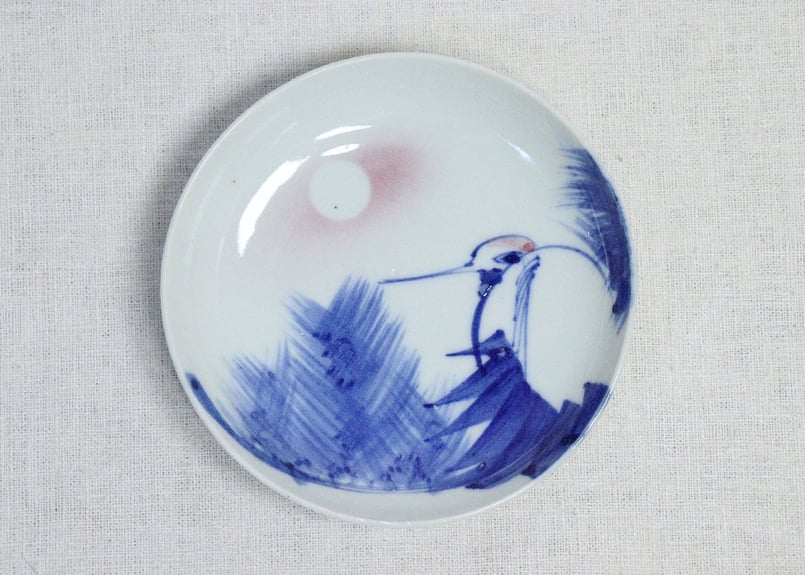 明治後期～大正染付松鶴図5寸皿 | 吉祥寺PukuPuku