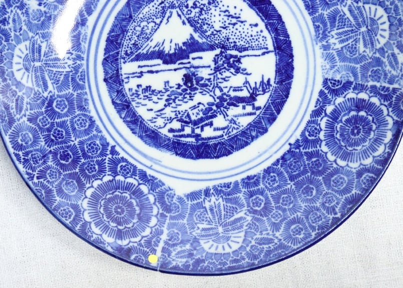 明治後期～大正紙刷富士図7.5寸皿 窯傷,かたつき | 吉祥寺PukuPuku