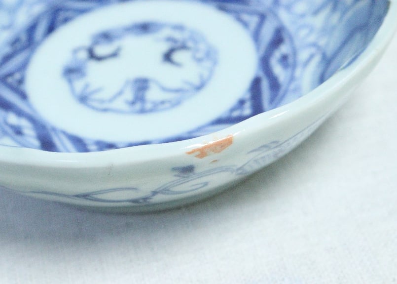 江戸幕末染付線描き牡丹図なます皿 | 吉祥寺PukuPuku