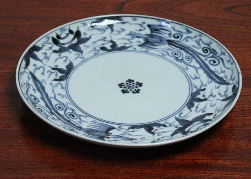 江戸中期染付鳳凰と宝珠図7寸皿➁ | 吉祥寺PukuPuku