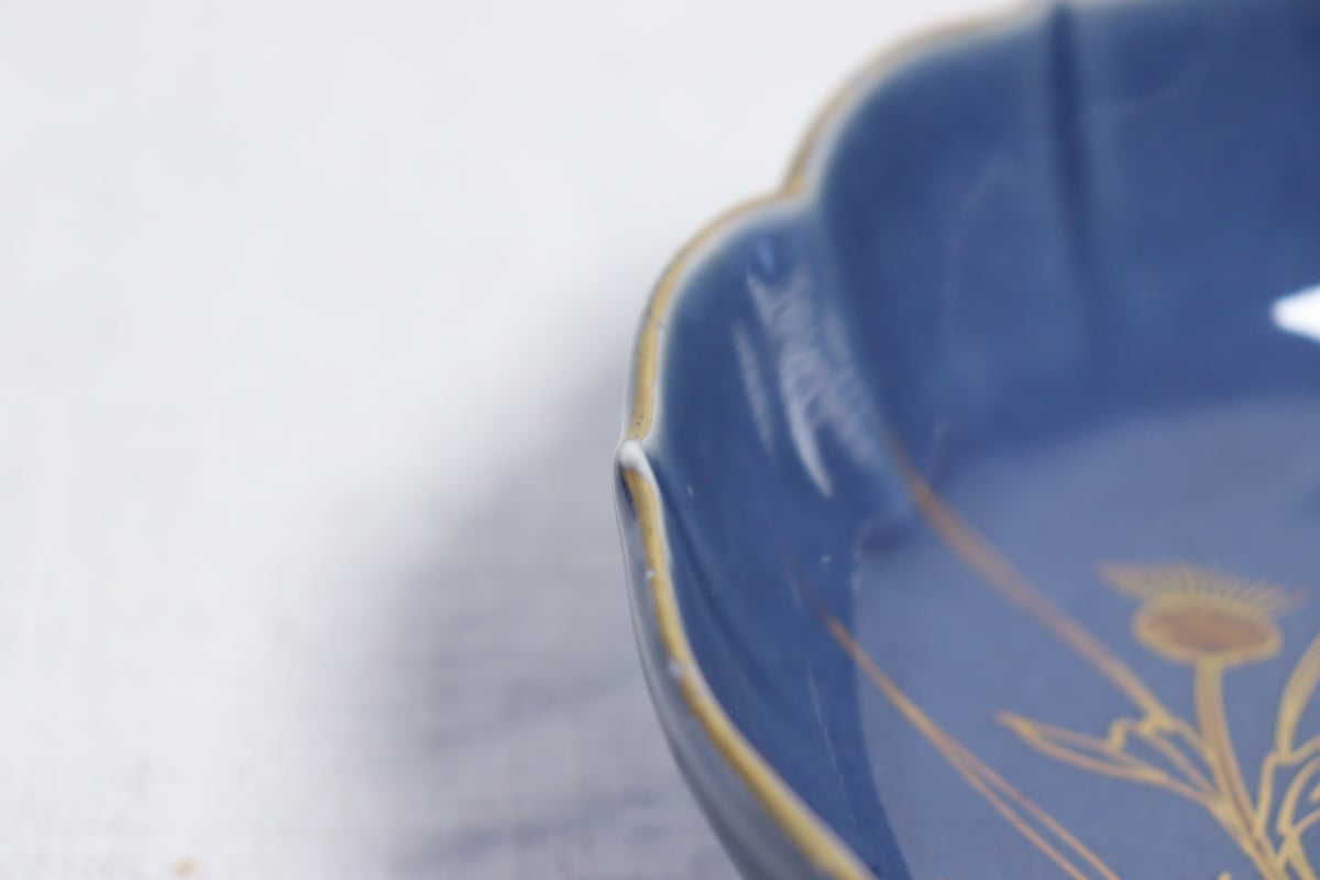 江戸後期瑠璃釉金彩薊図六弁なます皿 | 吉祥寺PukuPuku