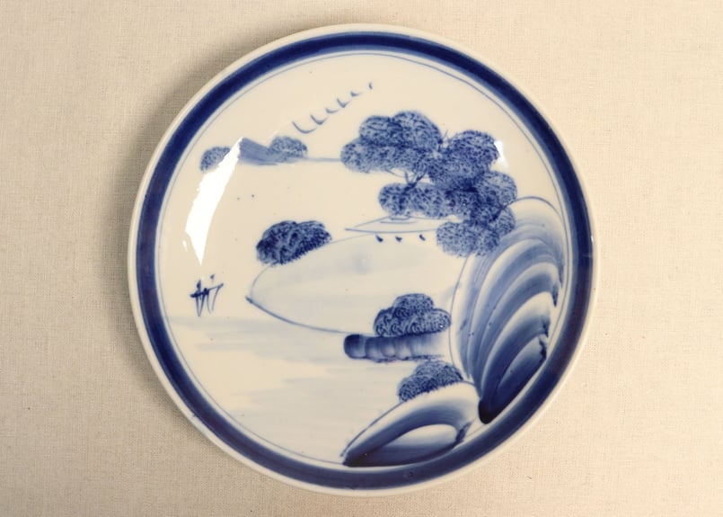 大正～昭和戦前染付山水図8寸皿 | 吉祥寺PukuPuku