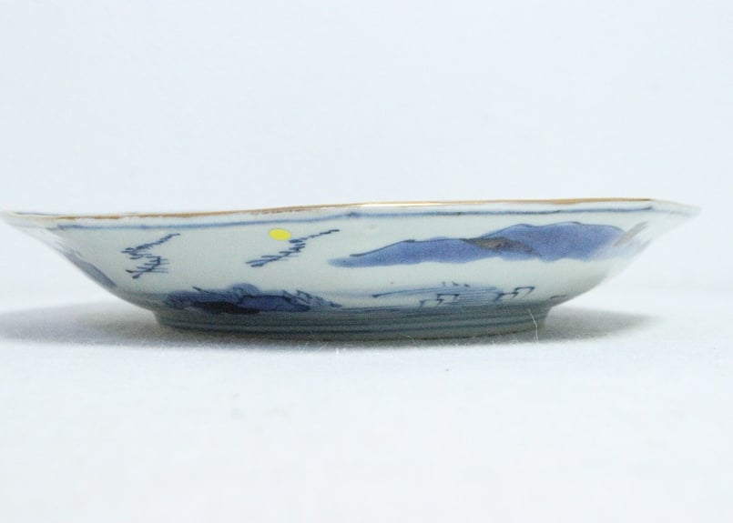 江戸後期色絵文字と幾何学文八角7寸皿 部分甘手 | 吉祥寺PukuPuku