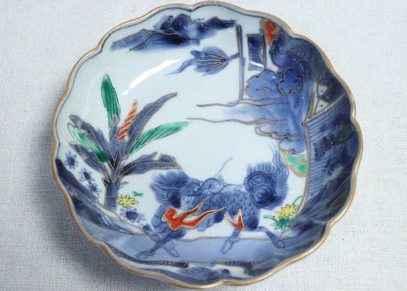 江戸後期色絵芭蕉と麒麟図なます皿 5客組 | 吉祥寺PukuPuku