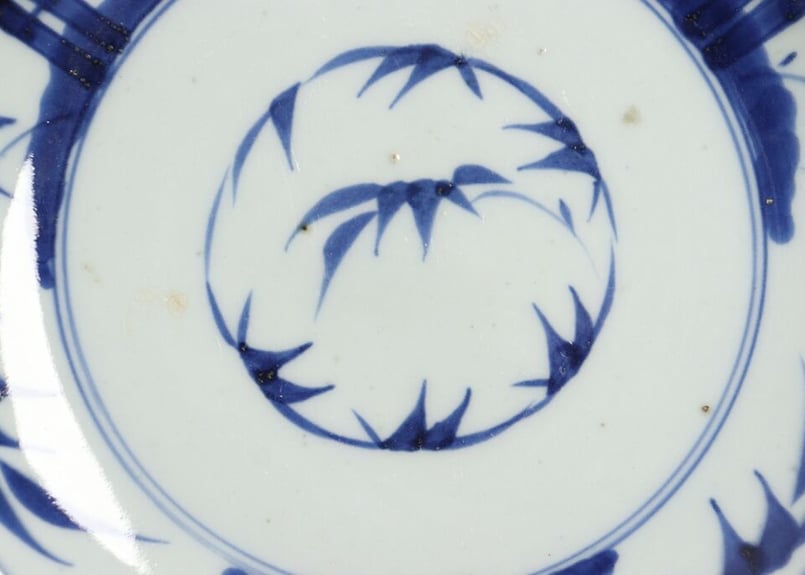 江戸後期染付見と三方に竹図6寸皿 | 吉祥寺PukuPuku
